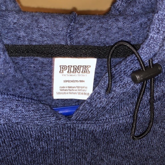 PINK Navy cozy cropped VS hoodie with drawstrings - Picture 5 of 9